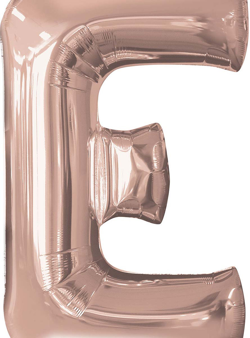 Ballon aluminium lettre E doré rose (81 cm)