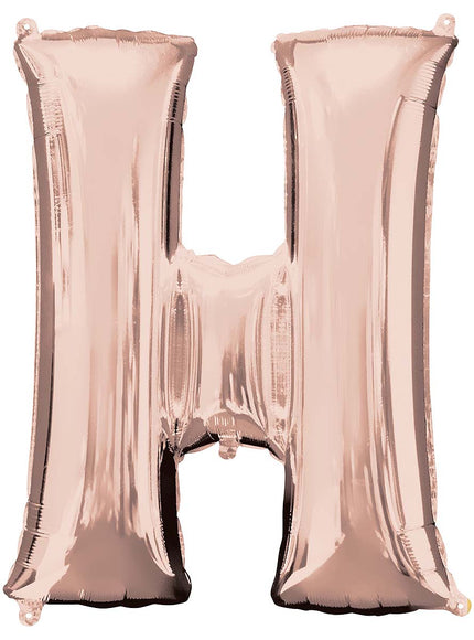 Ballon aluminium lettre H doré rose (81 cm)