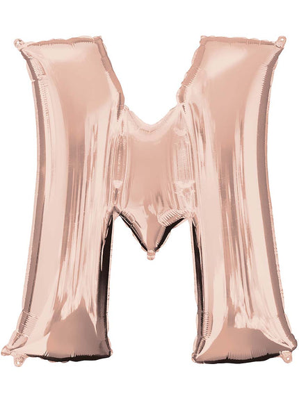 Ballon aluminium lettre M doré rose (83 cm)