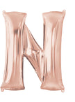 Ballon aluminium lettre N doré rose (81 cm)