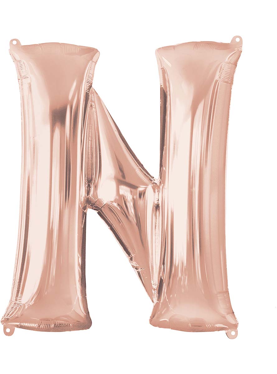 Ballon aluminium lettre N doré rose (81 cm)
