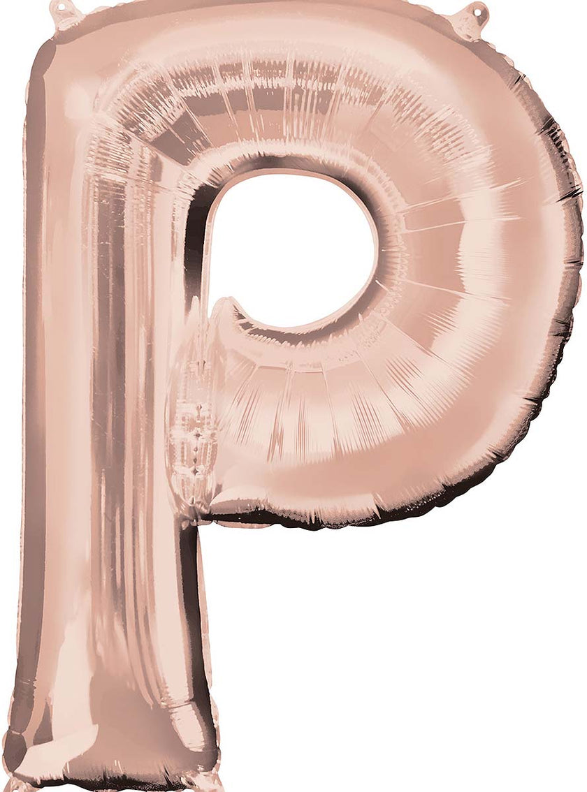 Ballon aluminium lettre P doré rose (81 cm)