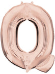 Ballon aluminium lettre Q doré rose (81 cm)