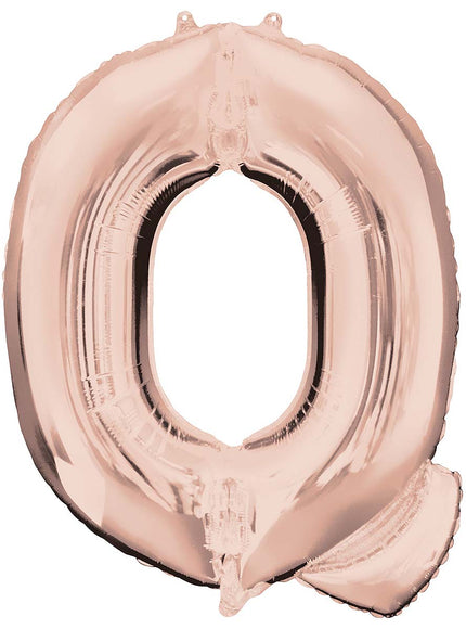 Ballon aluminium lettre Q doré rose (81 cm)