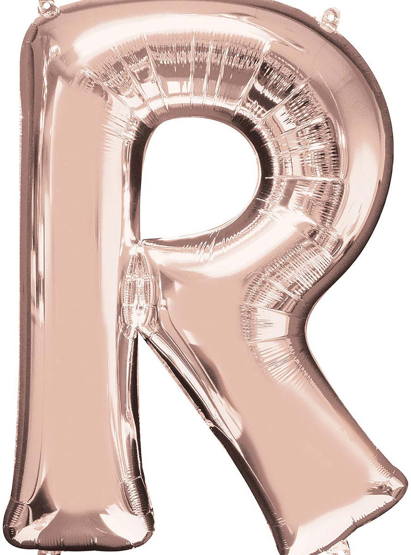 Ballon aluminium lettre R doré rose (81 cm)