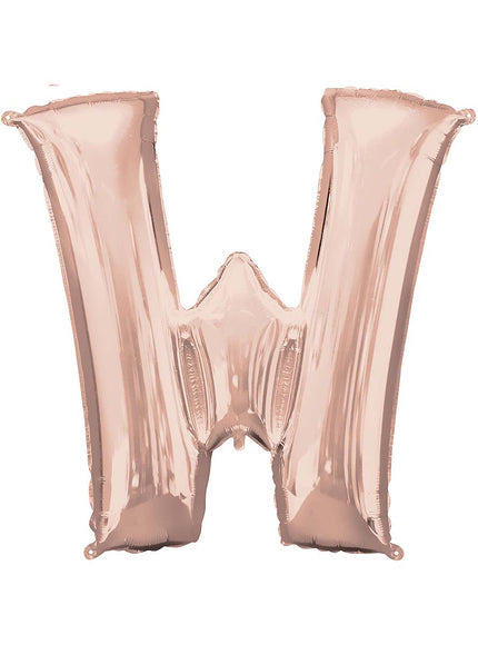 Ballon aluminium lettre W doré rose (83 cm)