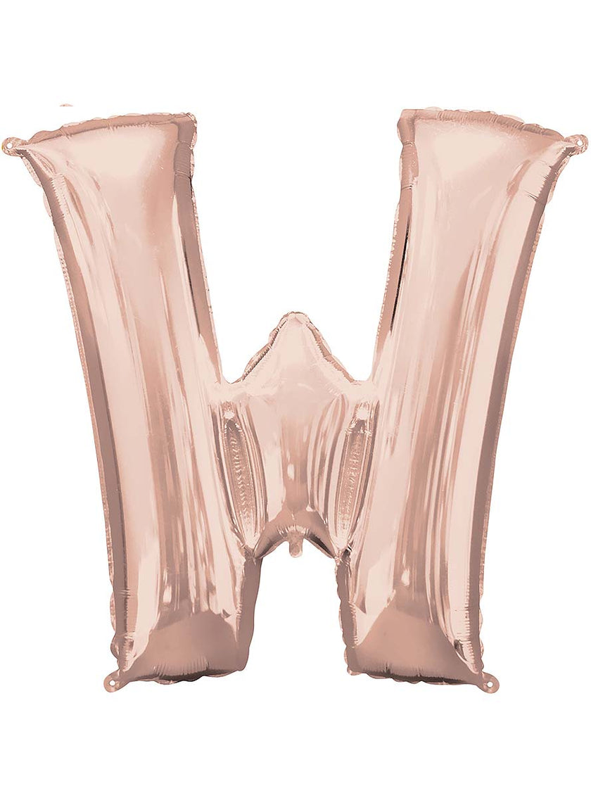 Ballon aluminium lettre W doré rose (83 cm)