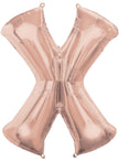 Ballon aluminium lettre X doré rose (88 cm)