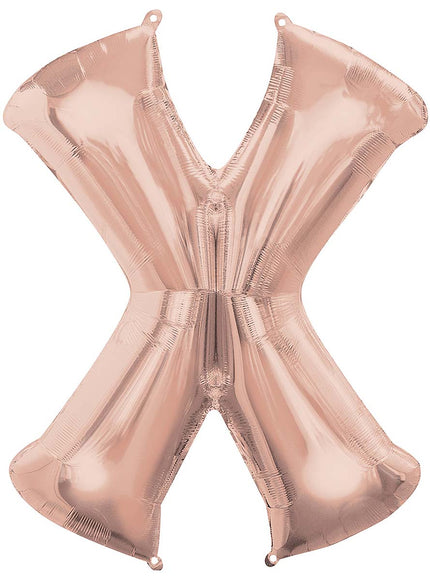 Ballon aluminium lettre X doré rose (88 cm)