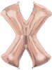 Ballon aluminium lettre X doré rose (88 cm)
