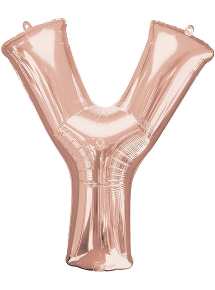 Ballon aluminium lettre Y doré rose (86 cm)