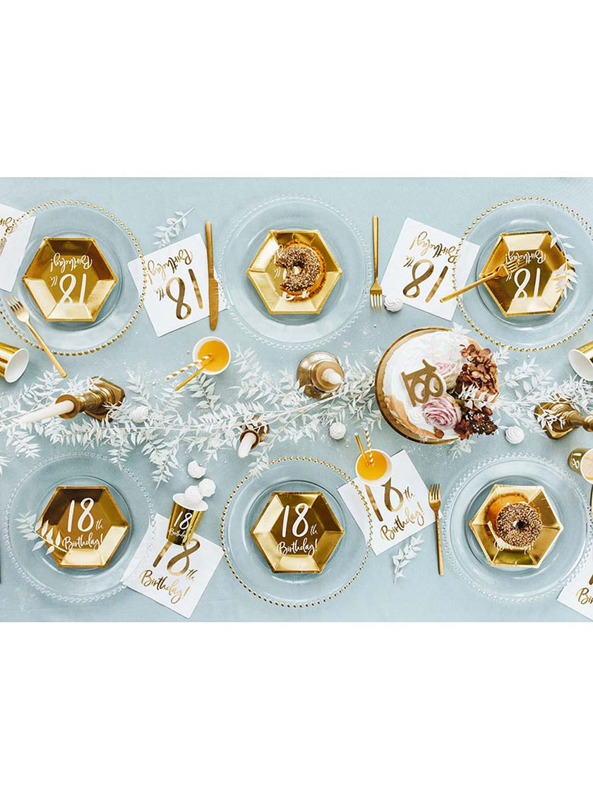 6 assiettes dorées 18 ans (20 cm)