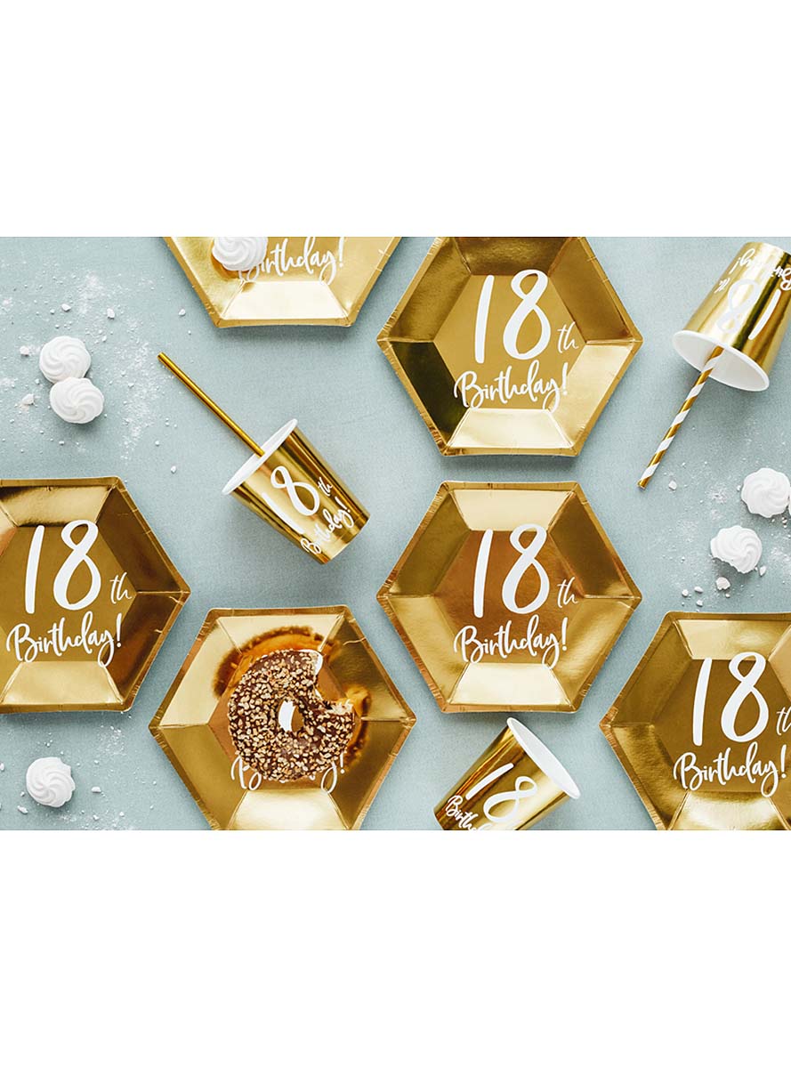 6 assiettes dorées 18 ans (20 cm)