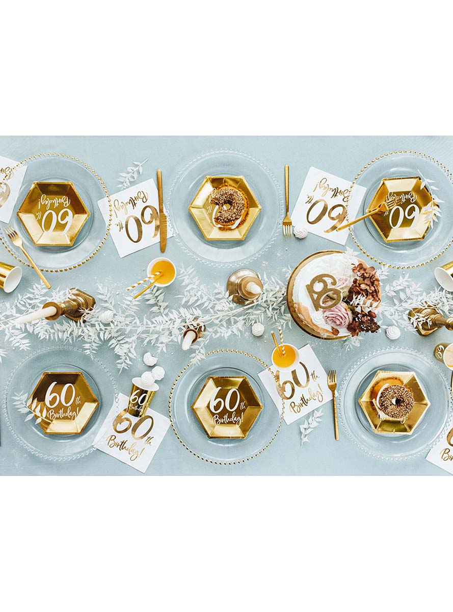 6 assiettes dorées 60 ans (20 cm)