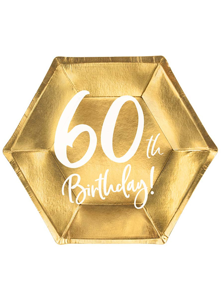 6 assiettes dorées 60 ans (20 cm)