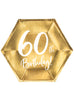 6 assiettes dorées 60 ans (20 cm)