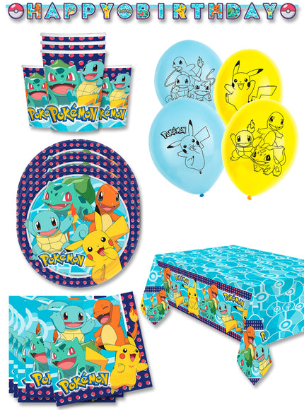 Décoration anniversaire premium Pokémon 16 personnes