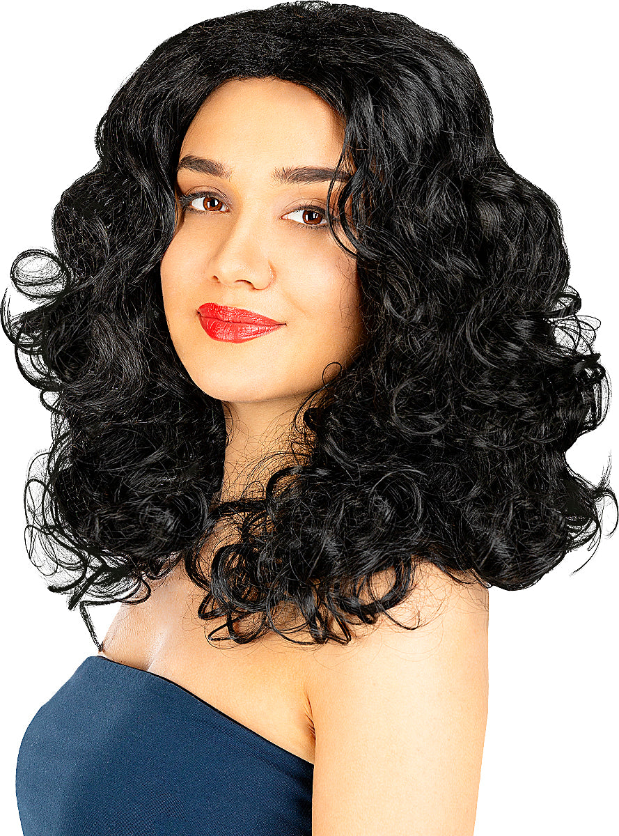Perruque noire longs cheveux