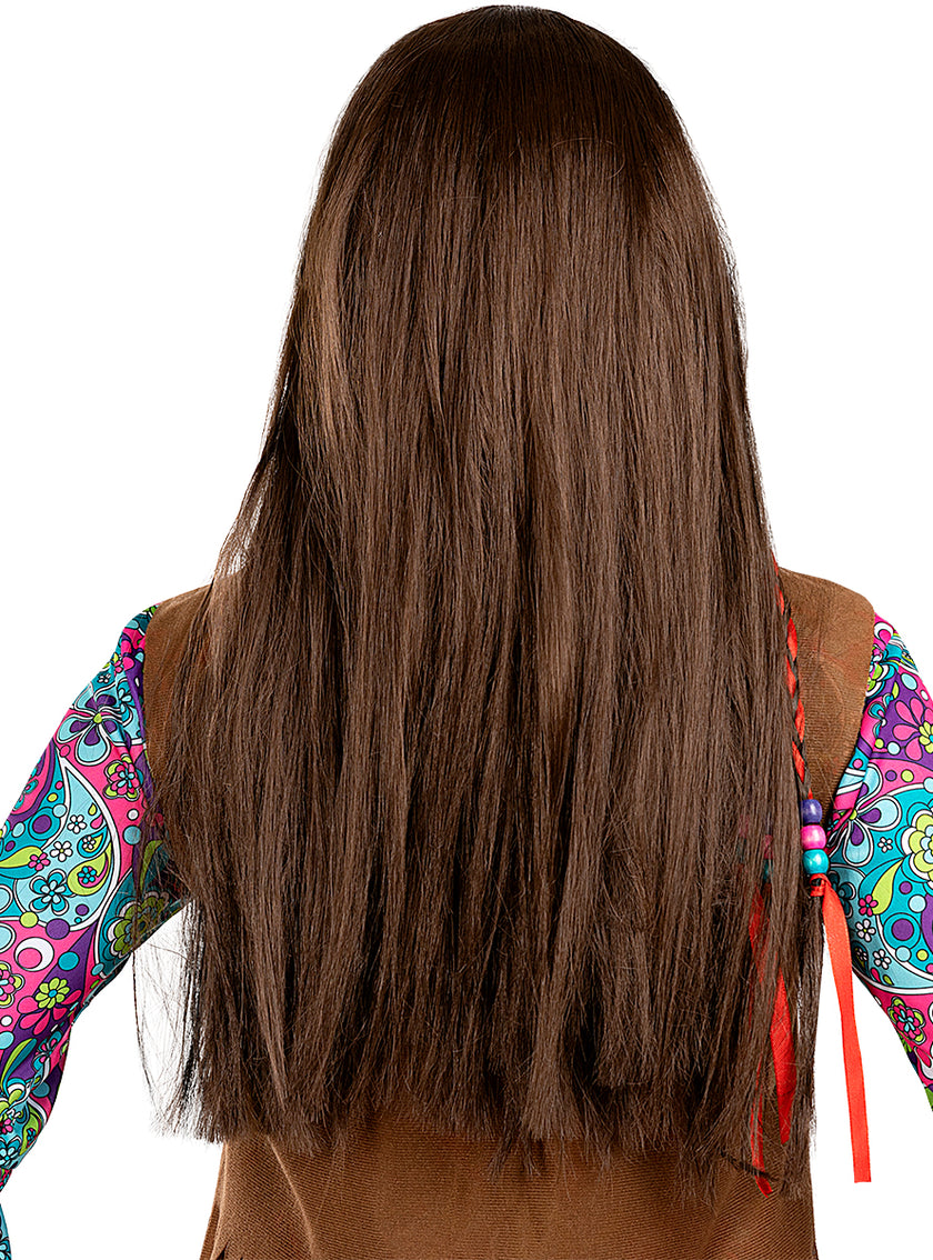 Perruque hippie brune