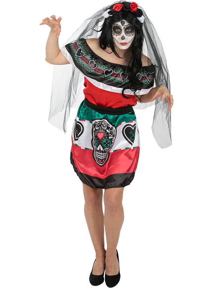 Déguisement Dia de los Muertos Mexico pour femme grande taille