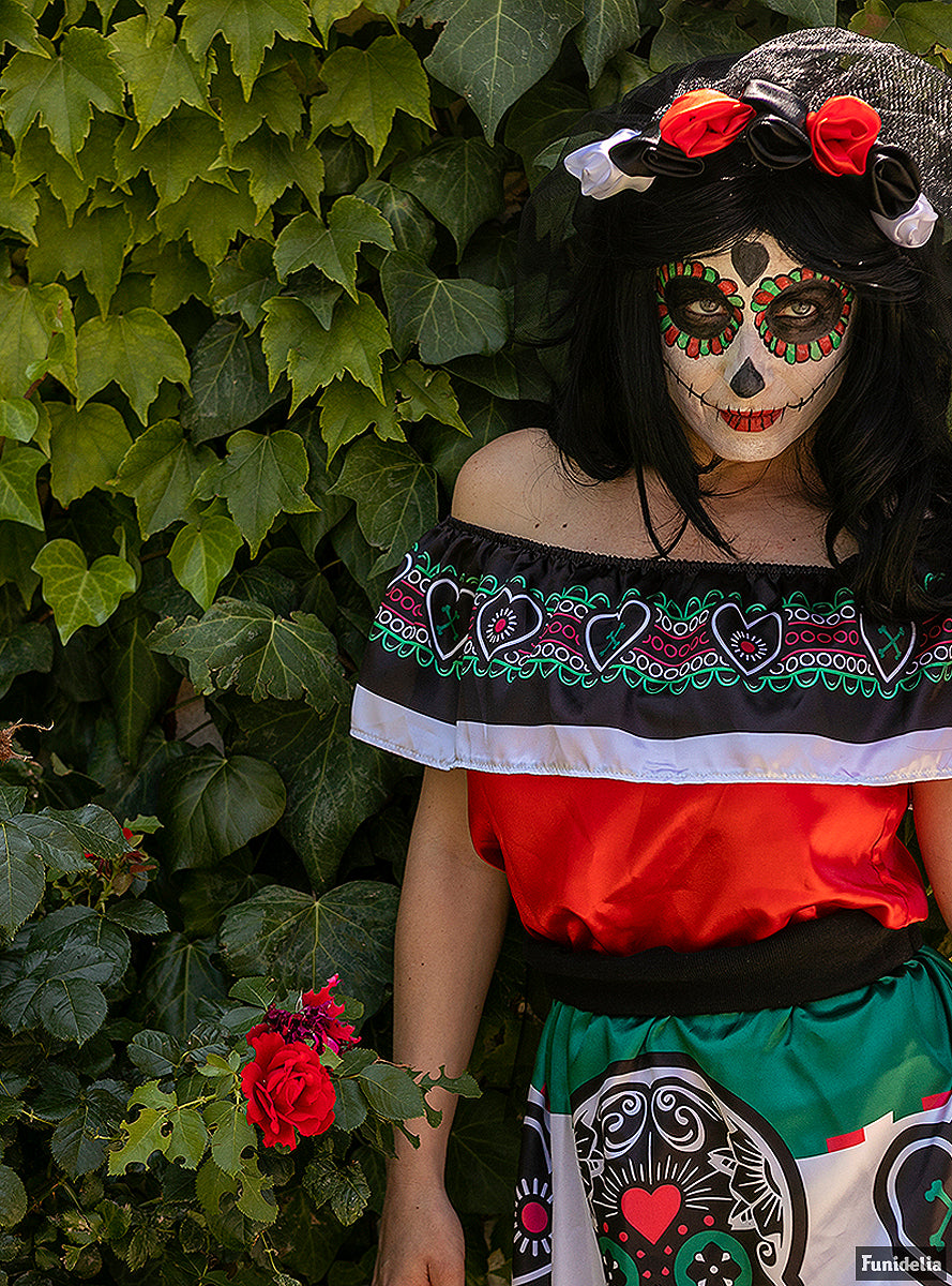 Déguisement Dia de los Muertos Mexico pour femme grande taille