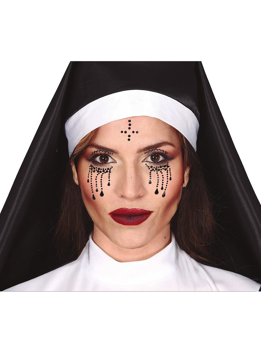 Bijoux visage autocollant nonne