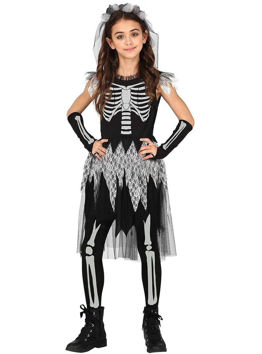 Déguisement squelette fiancée pour fille