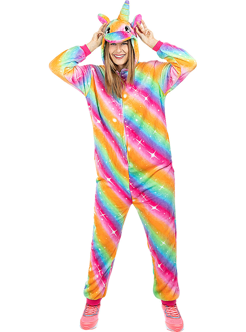 Déguisement licorne multicolore onesie adulte