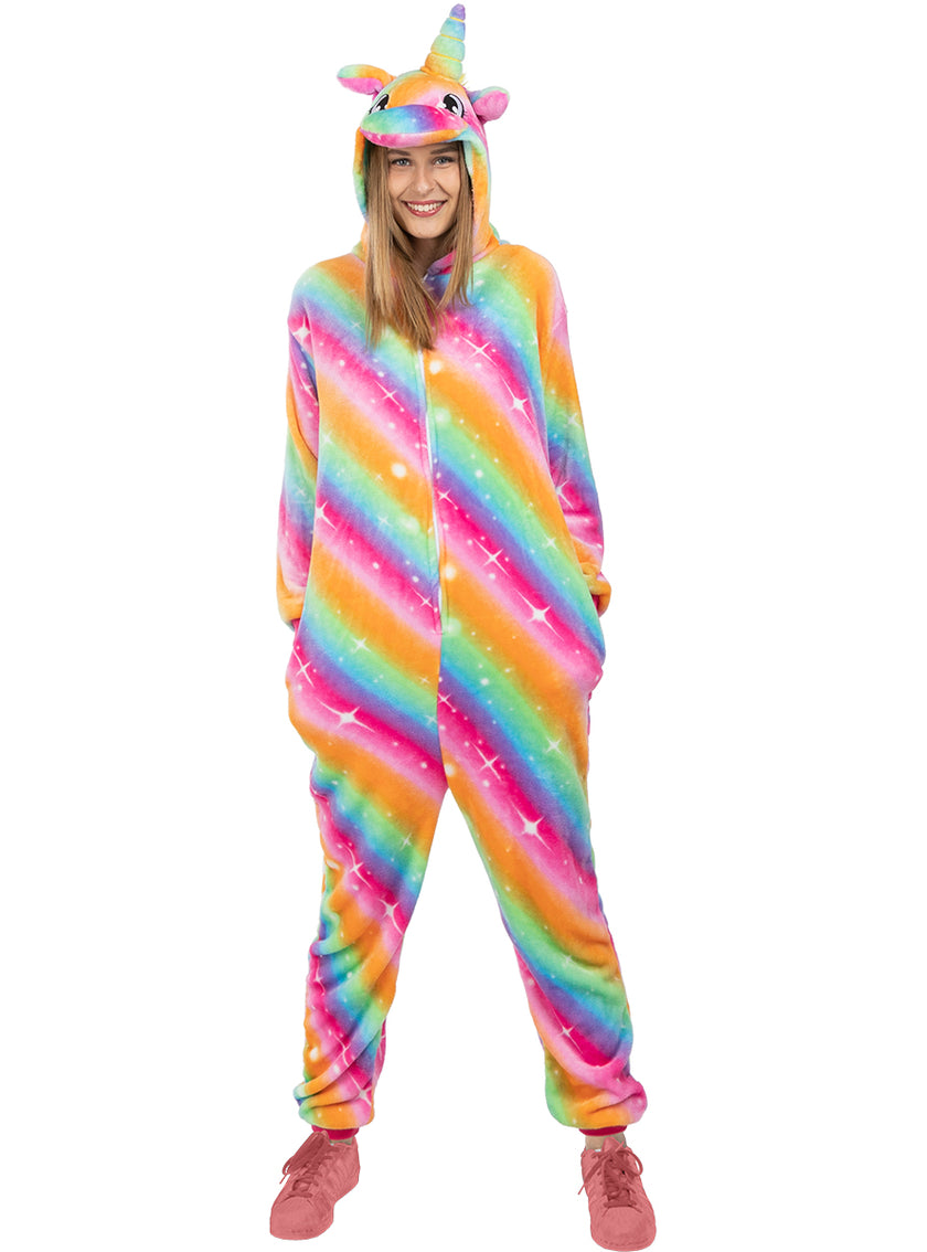 Déguisement licorne multicolore onesie adulte