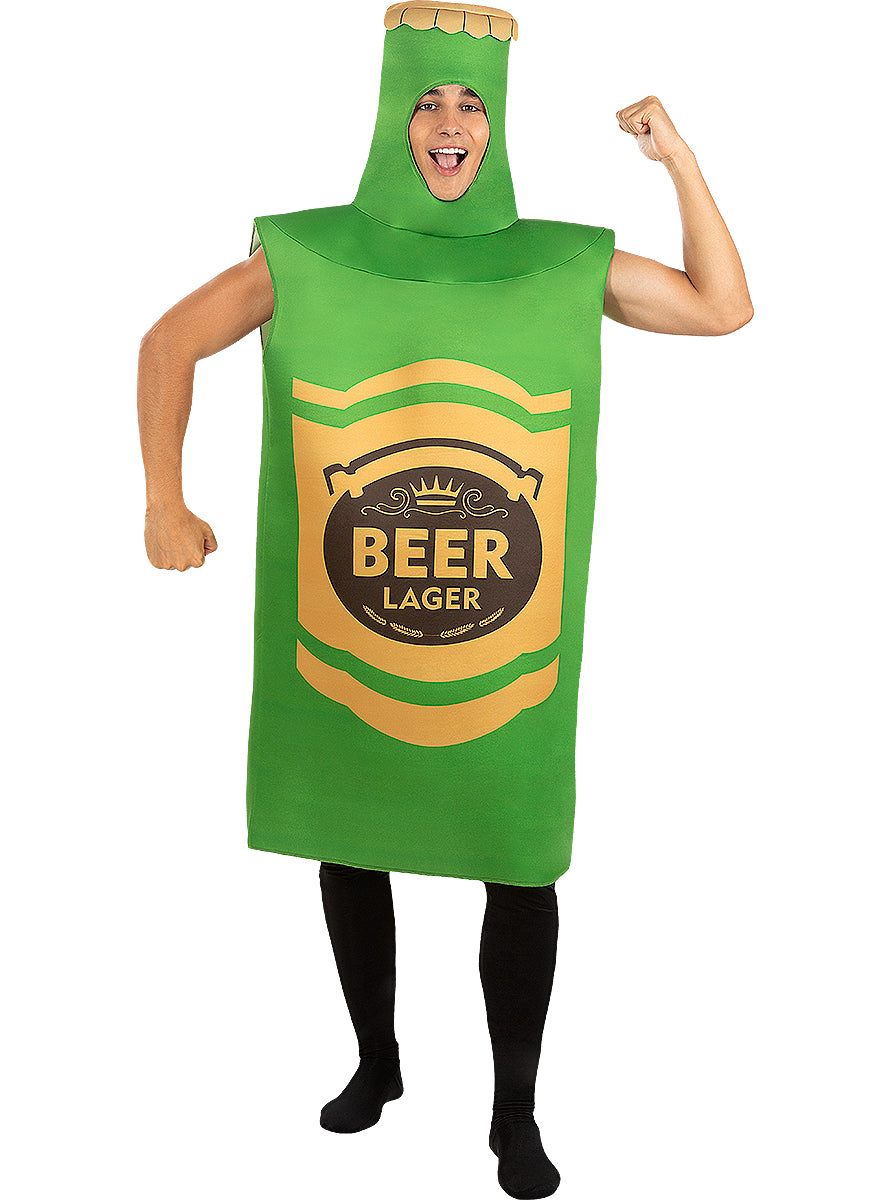 Déguisement bière verte en bouteille adulte