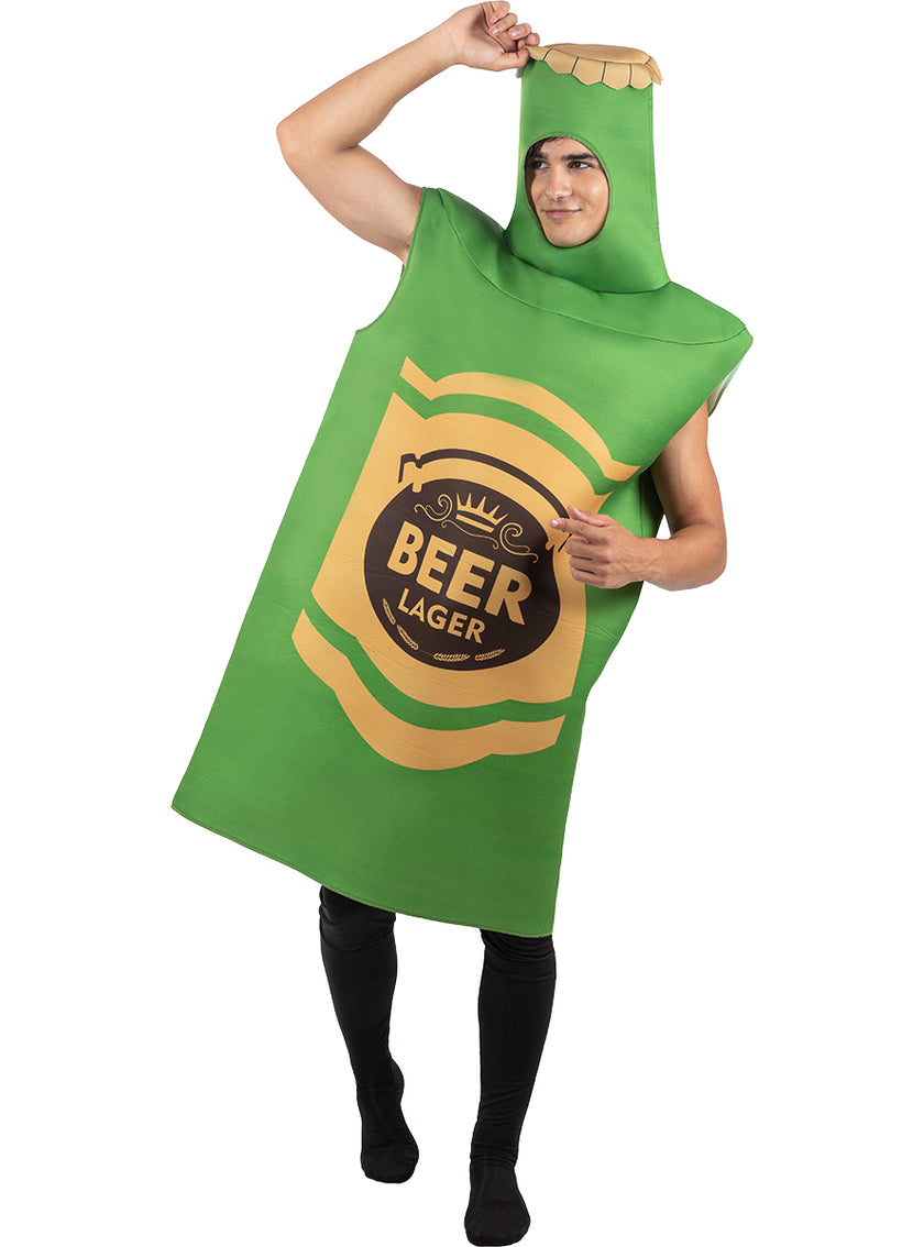 Déguisement bière verte en bouteille adulte