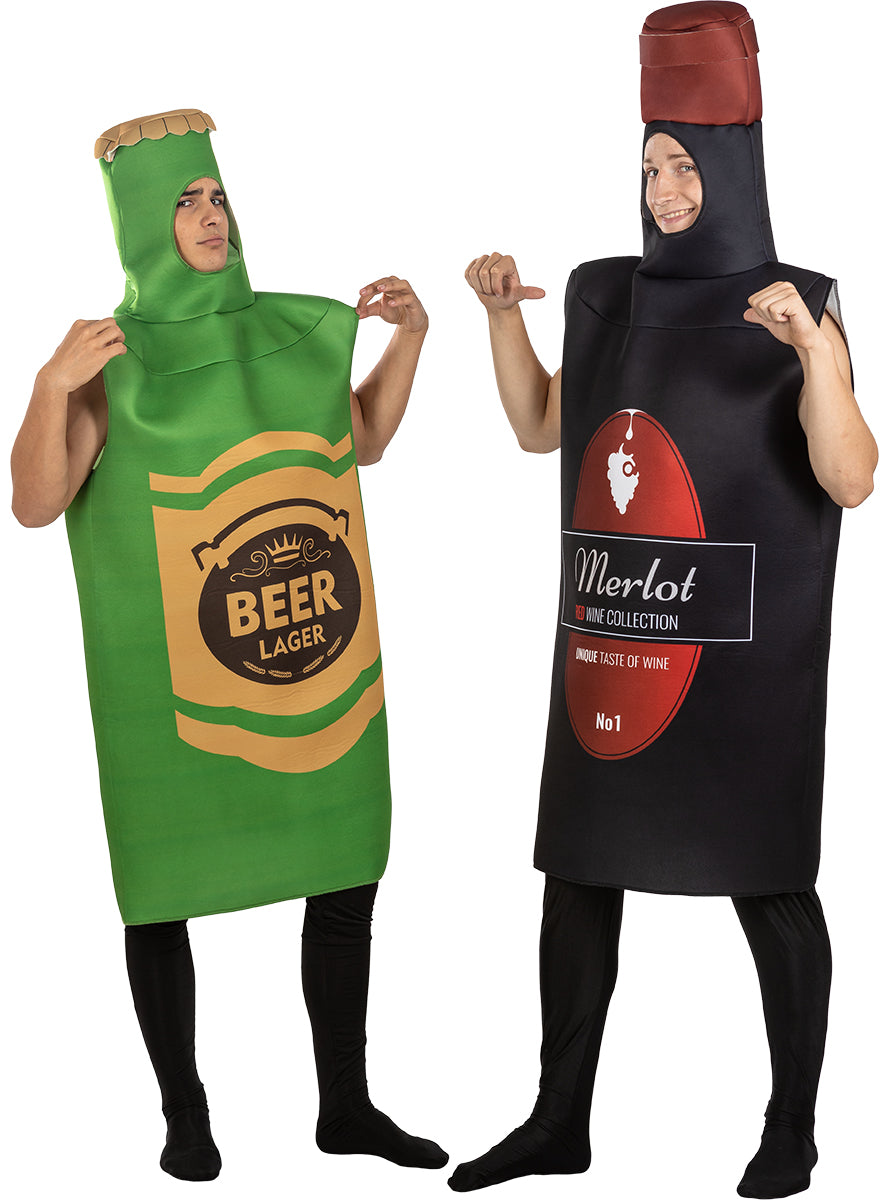 Déguisement bière verte en bouteille adulte