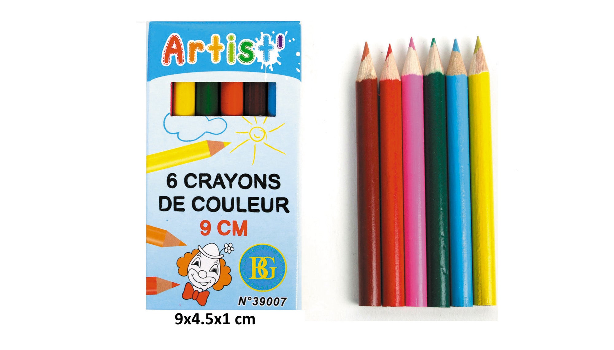 6 CRAYONS COULEUR 9CM