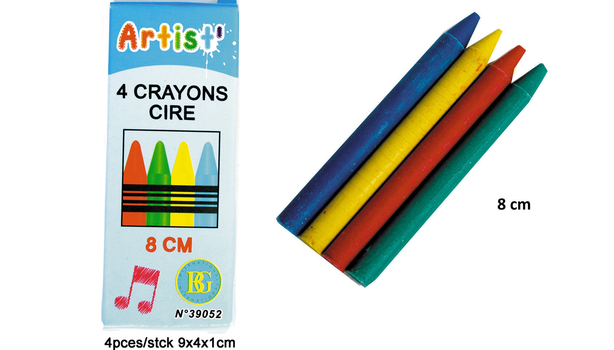 4 CRAYONS DE CIRE 8CM