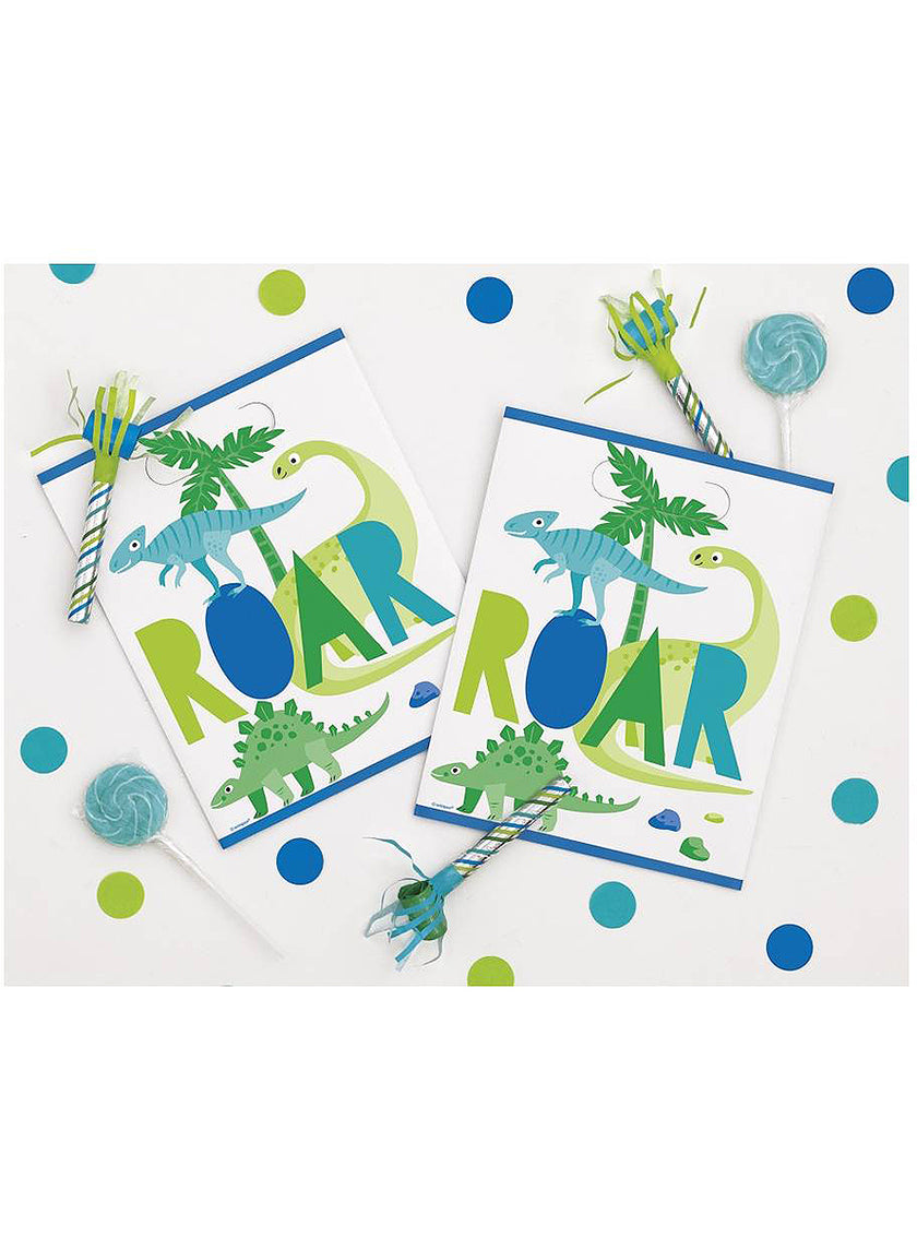 8 sachets à bonbons dinosaure - Blue & Green Dinosaur