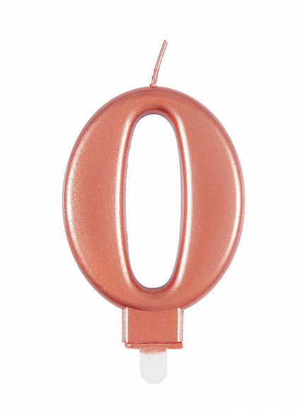 Bougie anniversaire rose gold chiffre 0