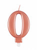 Bougie anniversaire rose gold chiffre 0