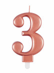 Bougie anniversaire rose gold chiffre 3