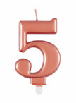 Bougie anniversaire rose gold chiffre 5