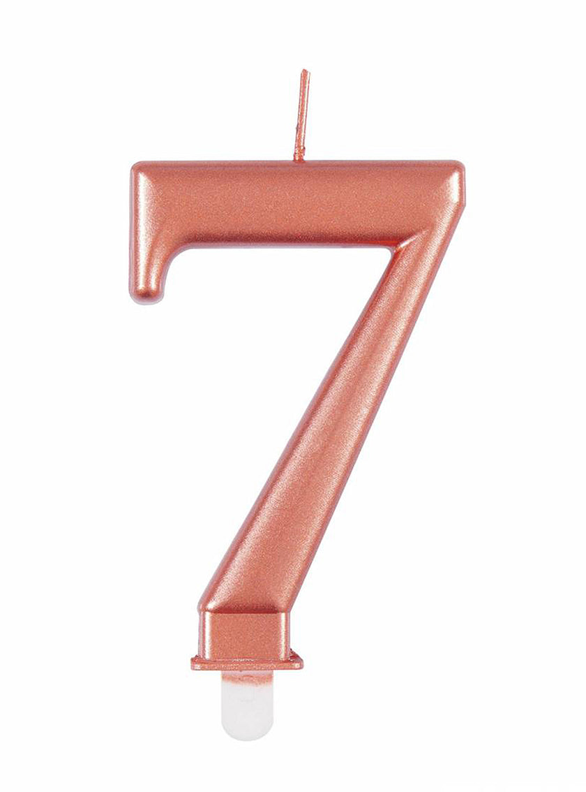 Bougie anniversaire rose gold chiffre 7