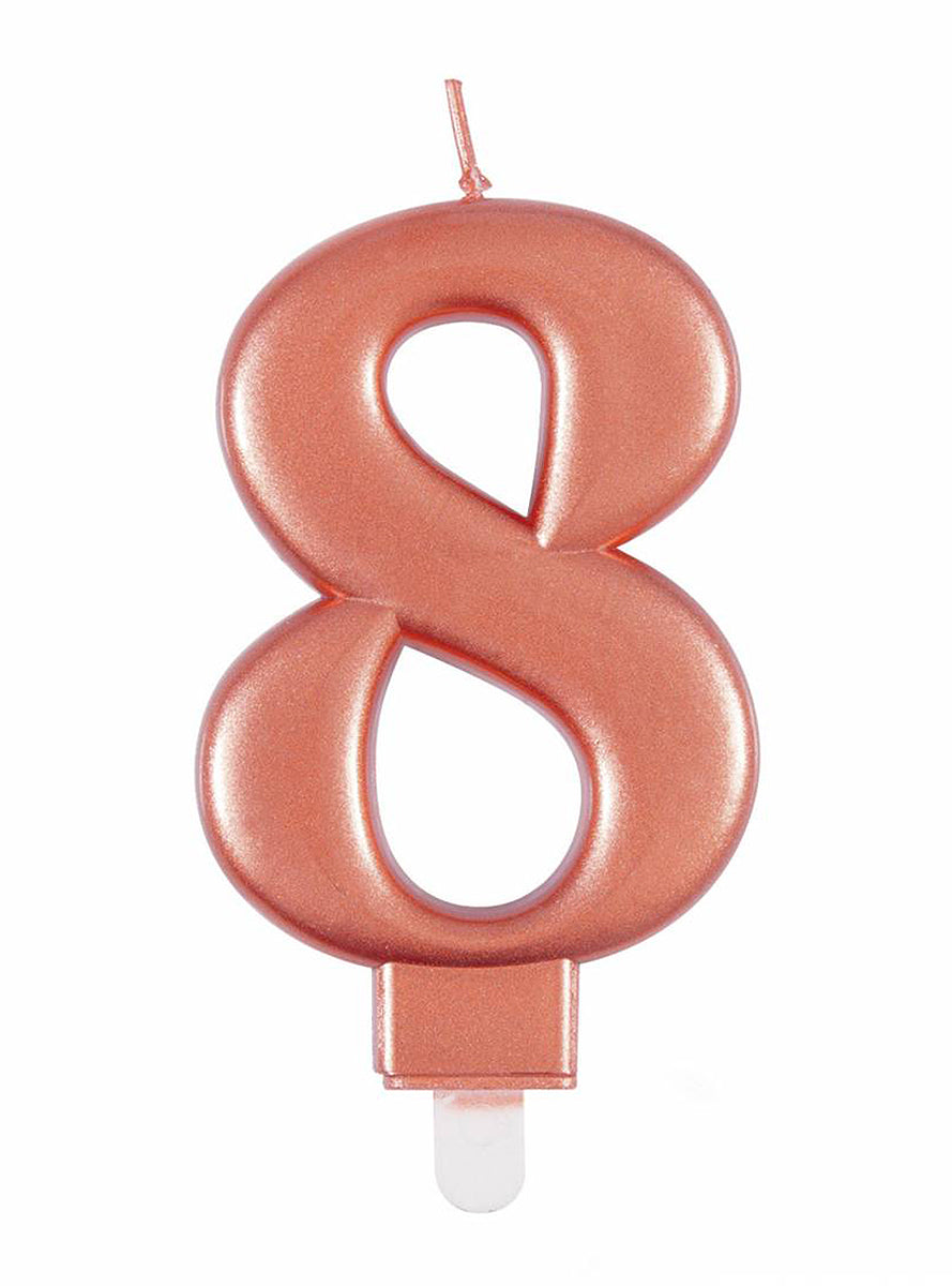 Bougie anniversaire rose gold chiffre 8