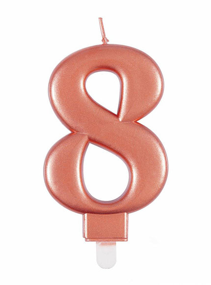 Bougie anniversaire rose gold chiffre 8