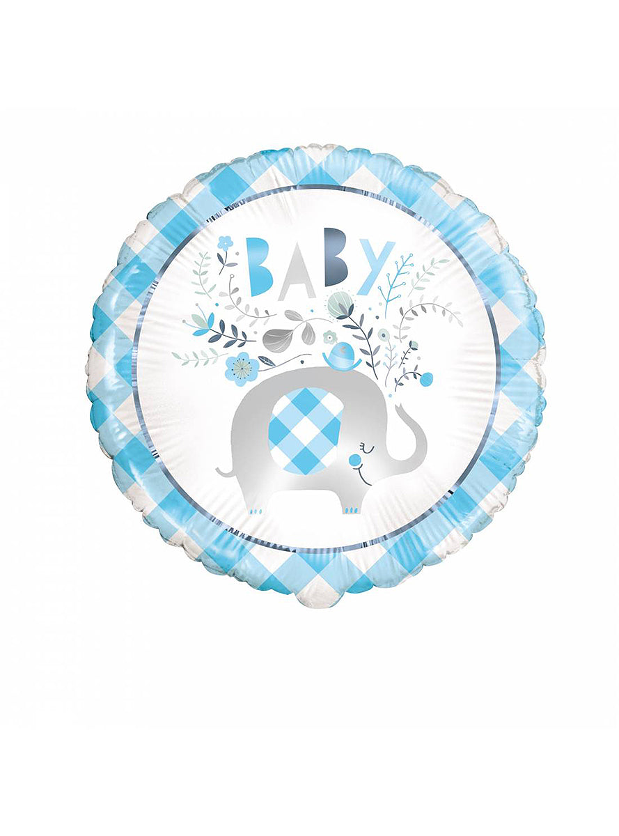 Ballon aluminium (46 cm) éléphant bleu baby Shower - Blue Floral Elephant