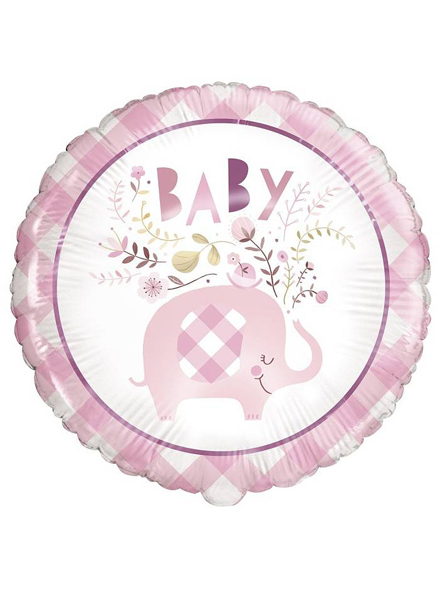 Ballon aluminium (46 cm) éléphant rose baby Shower - Pink Floral Elephant