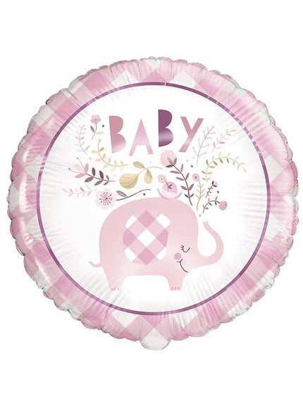 Ballon aluminium (46 cm) éléphant rose baby Shower - Pink Floral Elephant