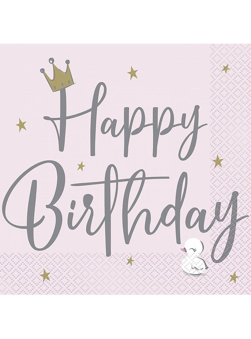 16 serviettes cygne rose (33x33cm) - Swan Birthday