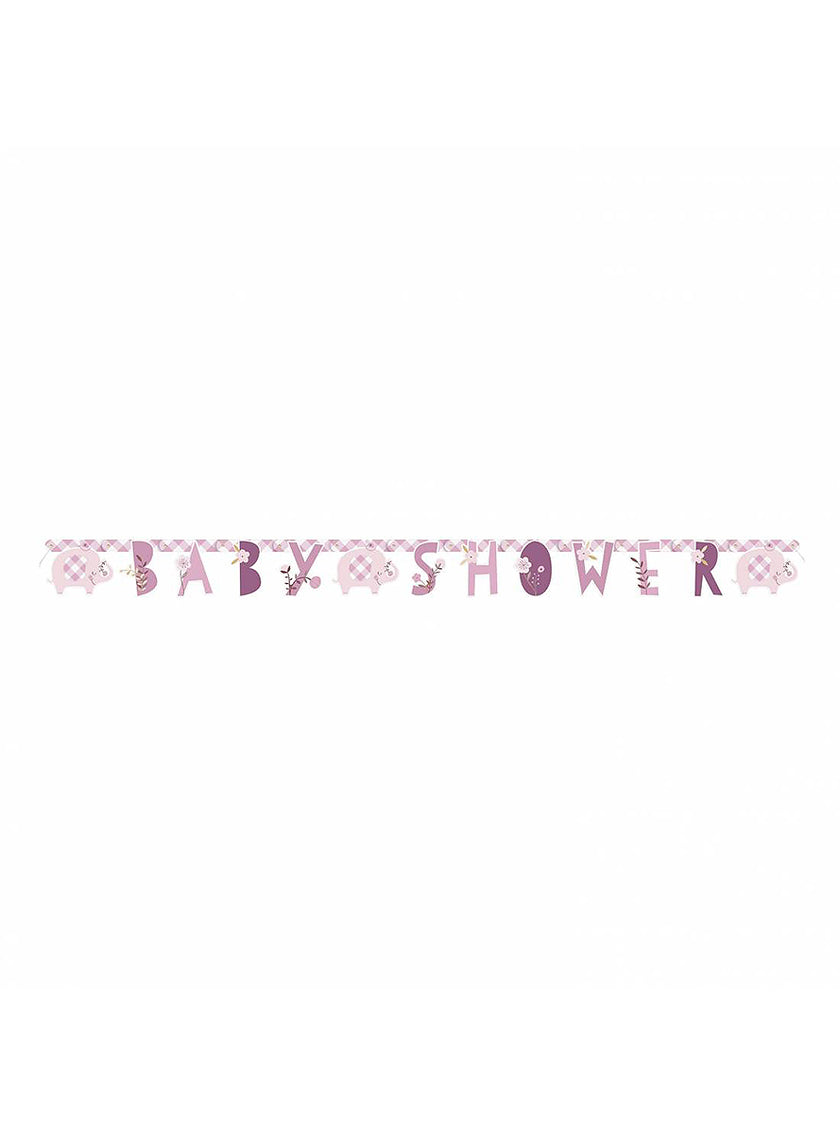 Guirlande Baby Shower éléphant rose - Pink Floral Elephant