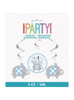 Kit de 3 spirales à suspendre bleu éléphants baby Shower - Blue Floral Elephant