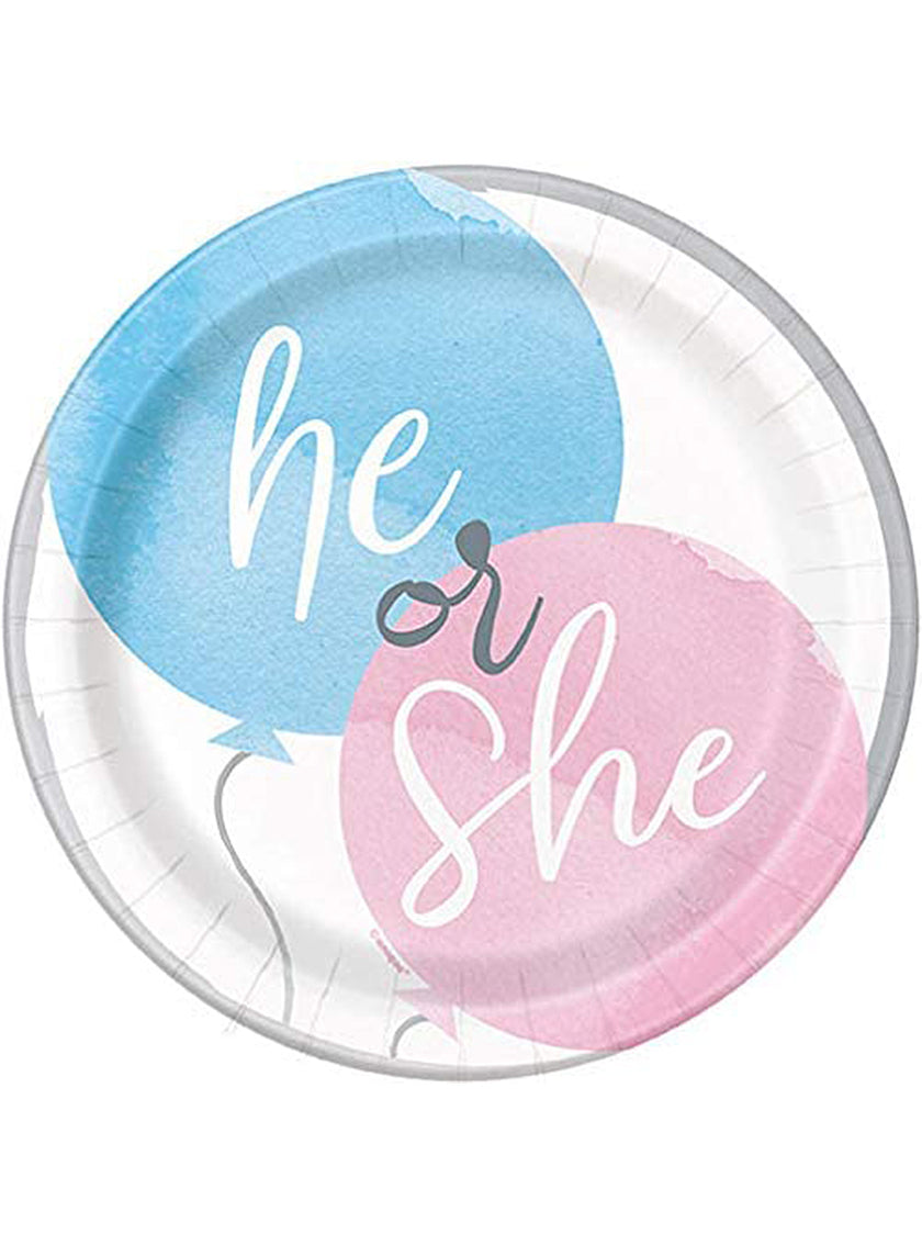 8 assiettes he or she (23 cm) - Gender Reveal Party