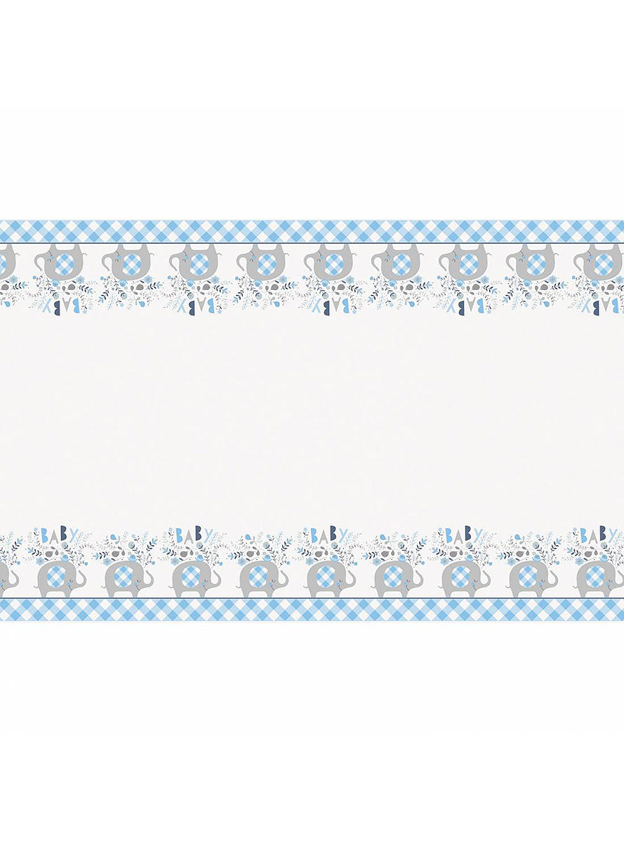 Nappe éléphant bleu baby Shower - Blue Floral Elephant
